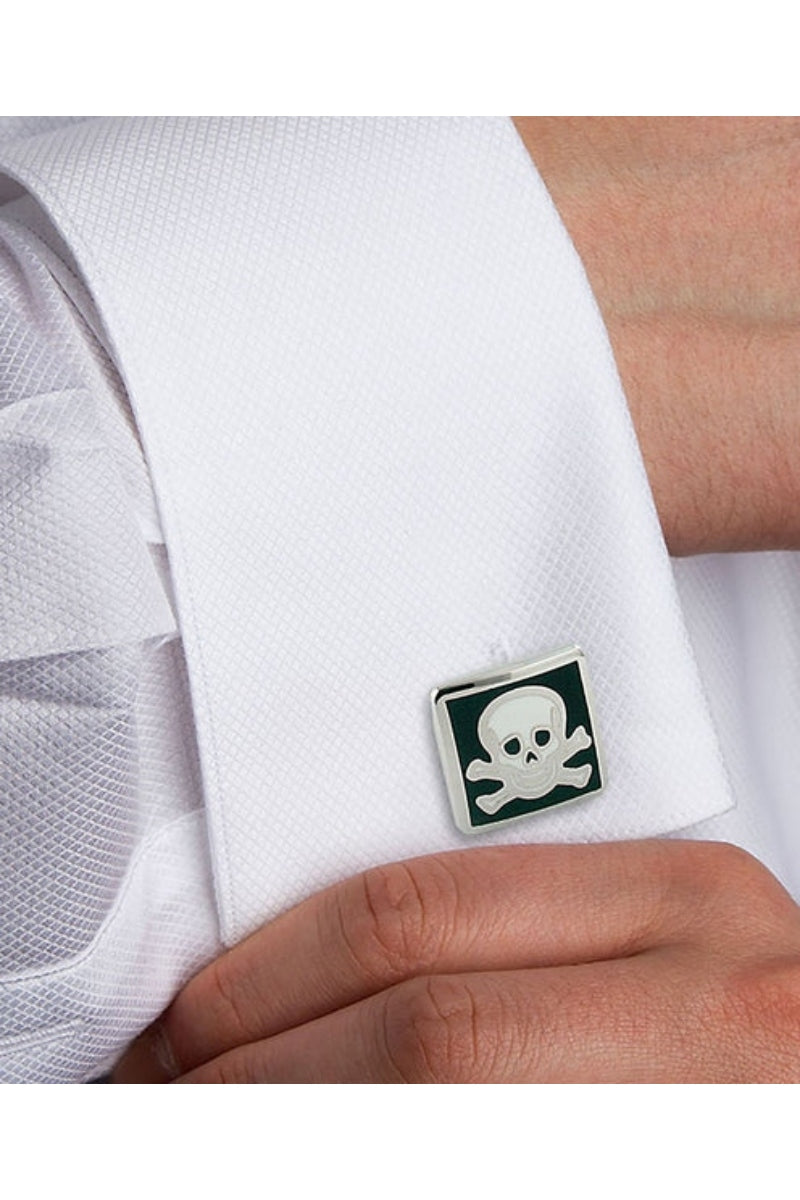 Sterling Silver Black & White Skull Cufflinks