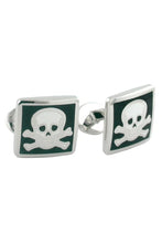 Load image into Gallery viewer, Sterling Silver Black &amp; White Skull Cufflinks