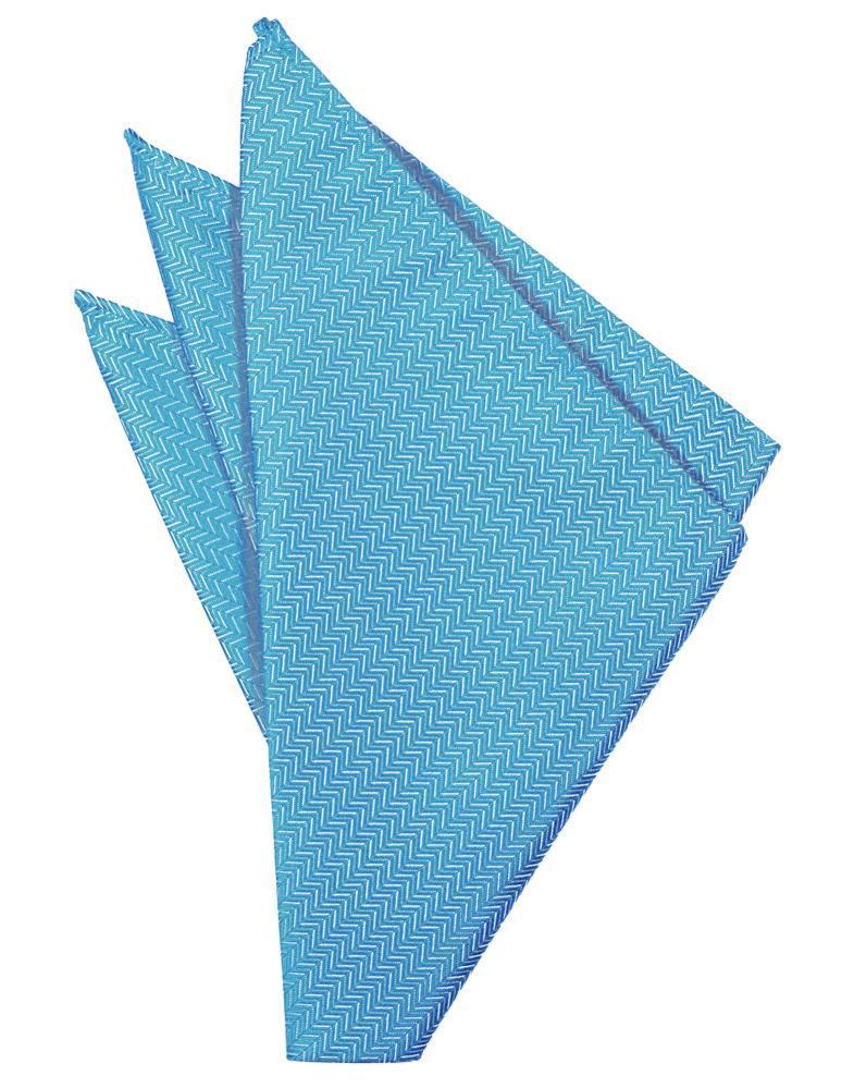 Cardi Blue Ice Herringbone Pocket Square