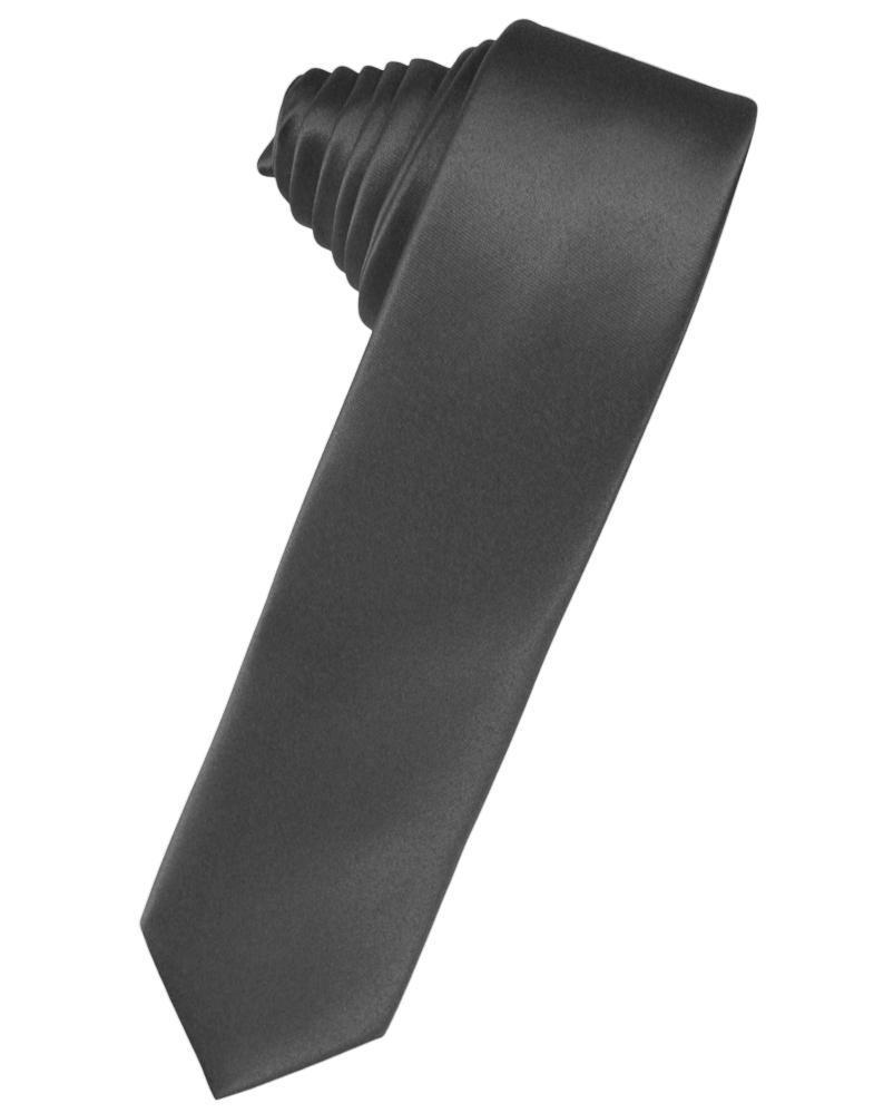 Cardi Self Tie Pewter Luxury Satin Skinny Necktie