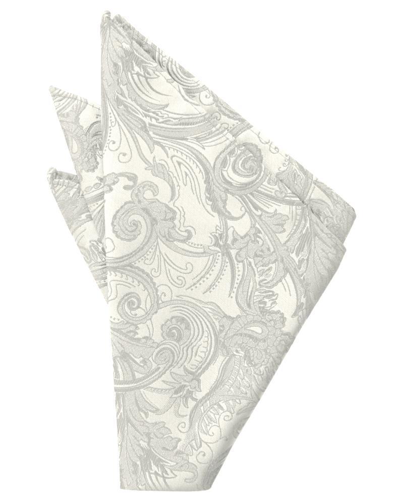 Cristoforo Cardi Ivory Paisley Silk Pocket Square