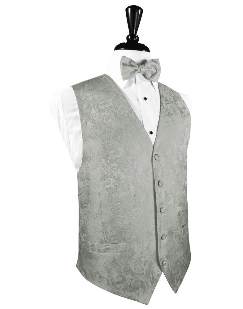 Cristoforo Cardi Platinum Tapestry Silk Tuxedo Vest